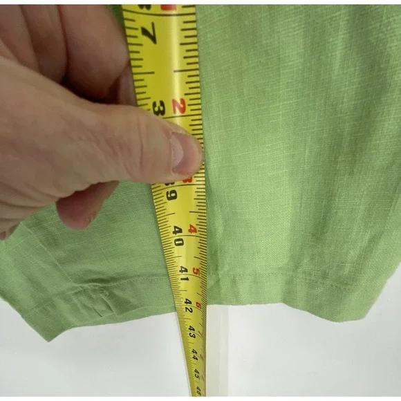 NWT Denim & Co Womens 1X Pants Suit Linen Blend Lime Green Safari Tunic Pockets - Picture 11 of 16